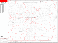 Des Moines Digital Map Red Line Style